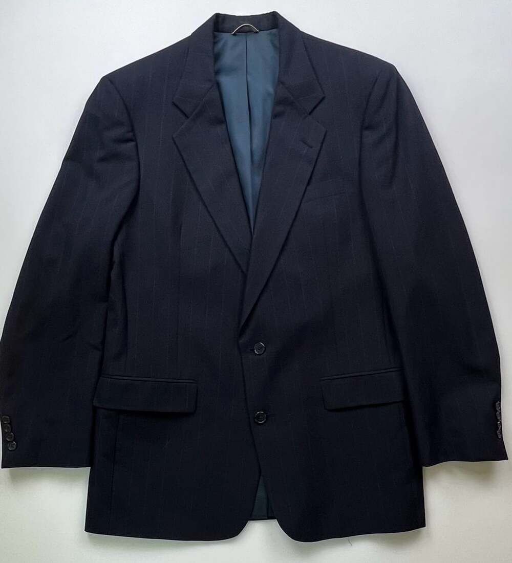 Vintage Christian Dior Monsieur Navy Pinstripe Pure Virgin Wool Blazer